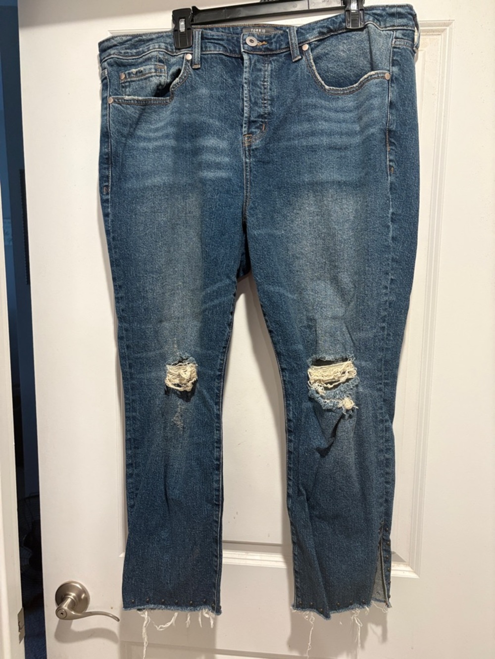 torrid Medium Blue Distressed Straight Leg Jeans